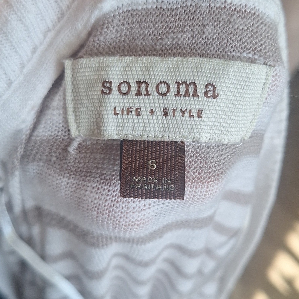Sonoma Grey and White Striped Cardigan Size Small - Picture 9 of 14